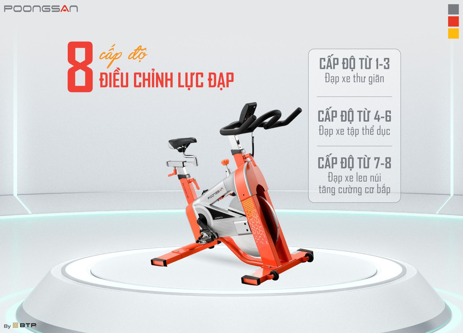 Poongsan BEP-700 sở hữu 8 cấp độ điều chỉnh lực đạp