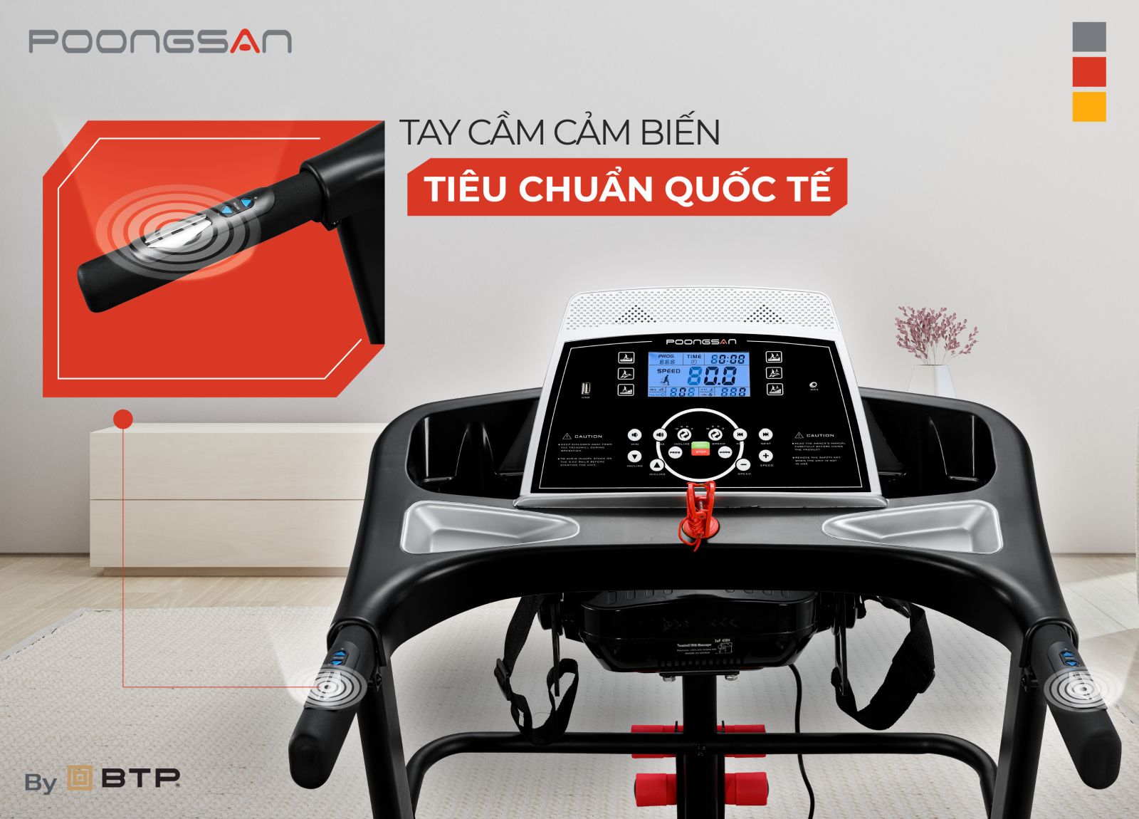 Poongsan TMP-900 có tay cầm cảm biến đo nhịp tim